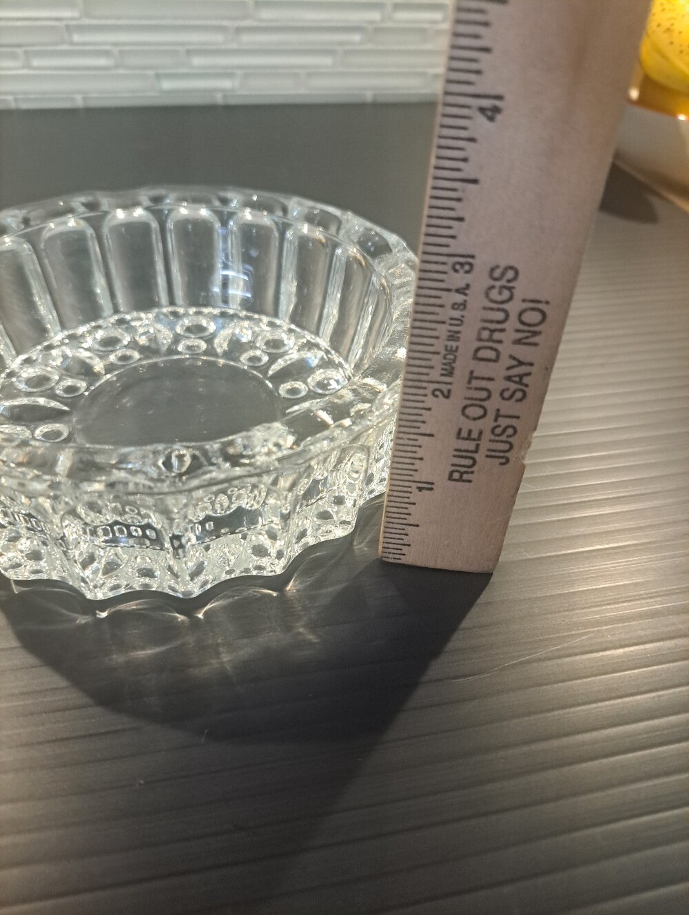 Vtg KIG Indonesia Heavy Clear Crystal Glass Thumbprint Ashtray-Trinket Dish - Picture 6 of 6